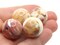 4 20mm Off White with Red and Brown Stripe Vintage Lucite Round Beads